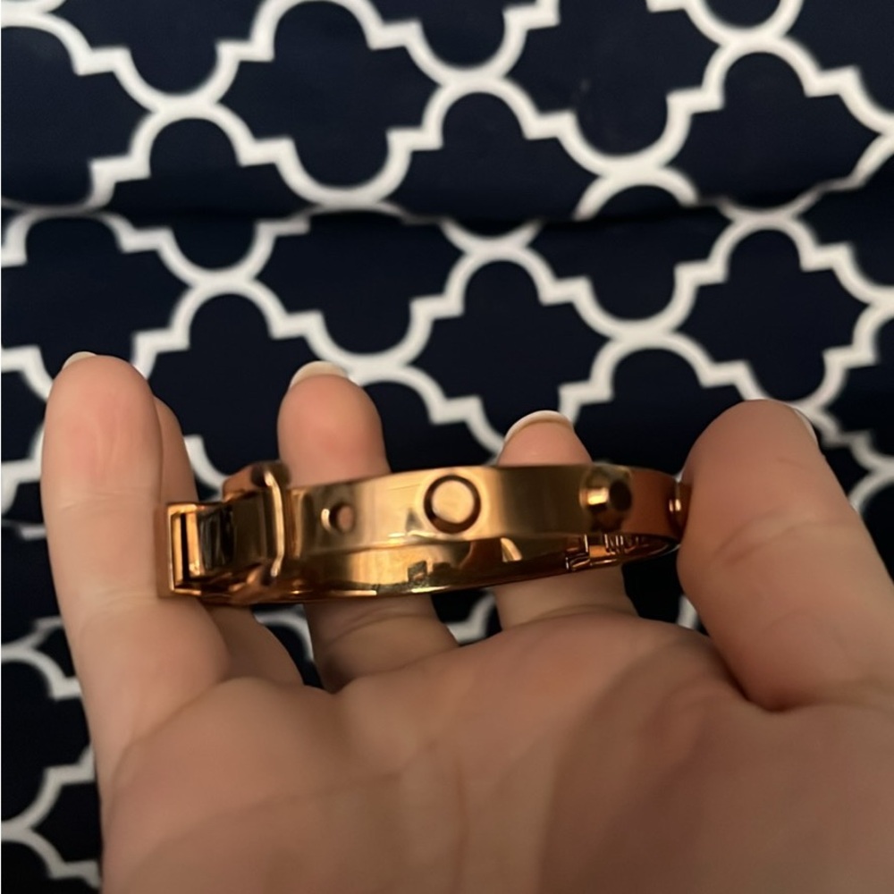 Polished Rose Gold Metal Bangle Bracelet